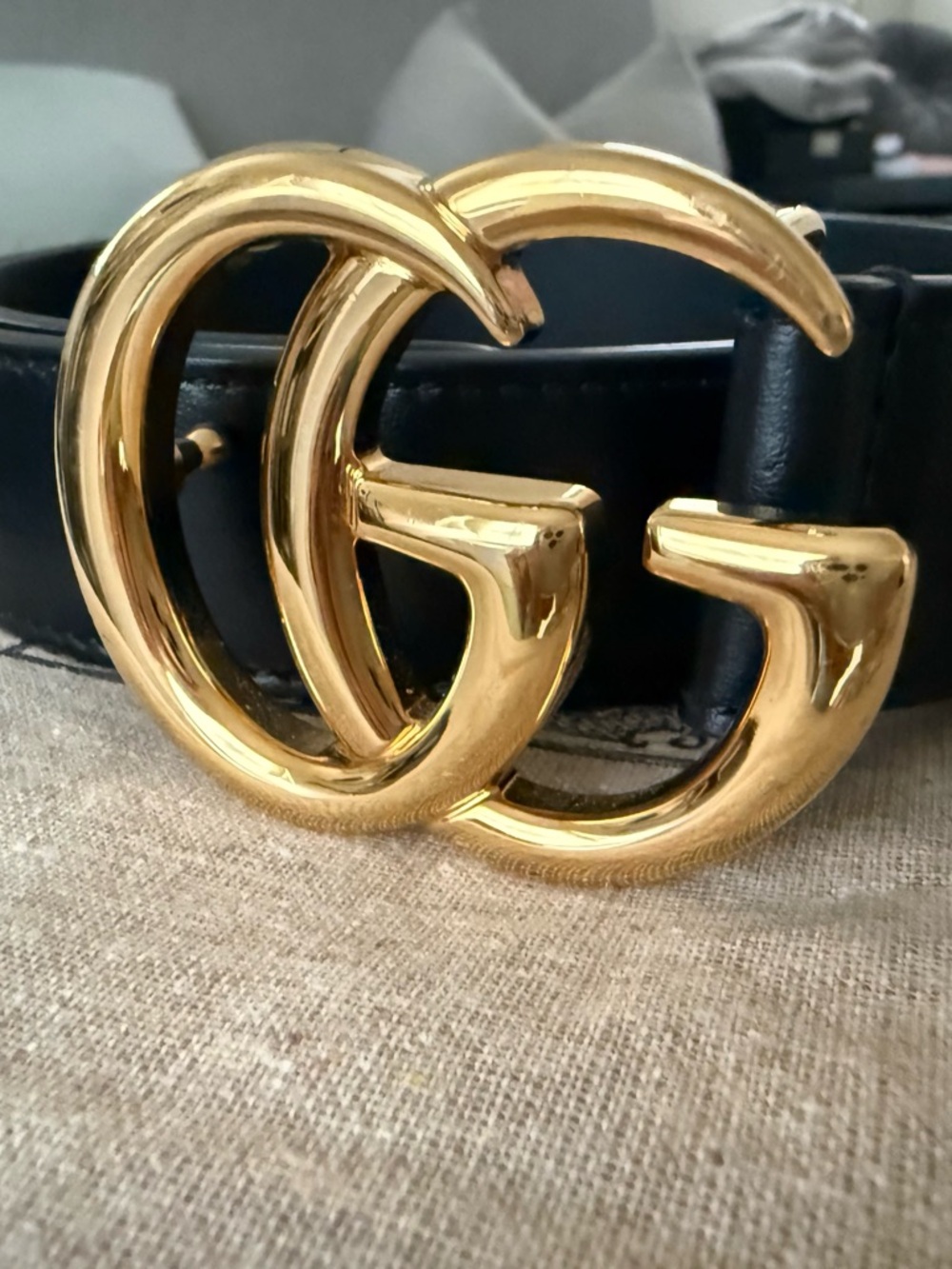 Gucci Black Leather Belt with Gold Double G Buckle size 80 - Picture 7 of 7